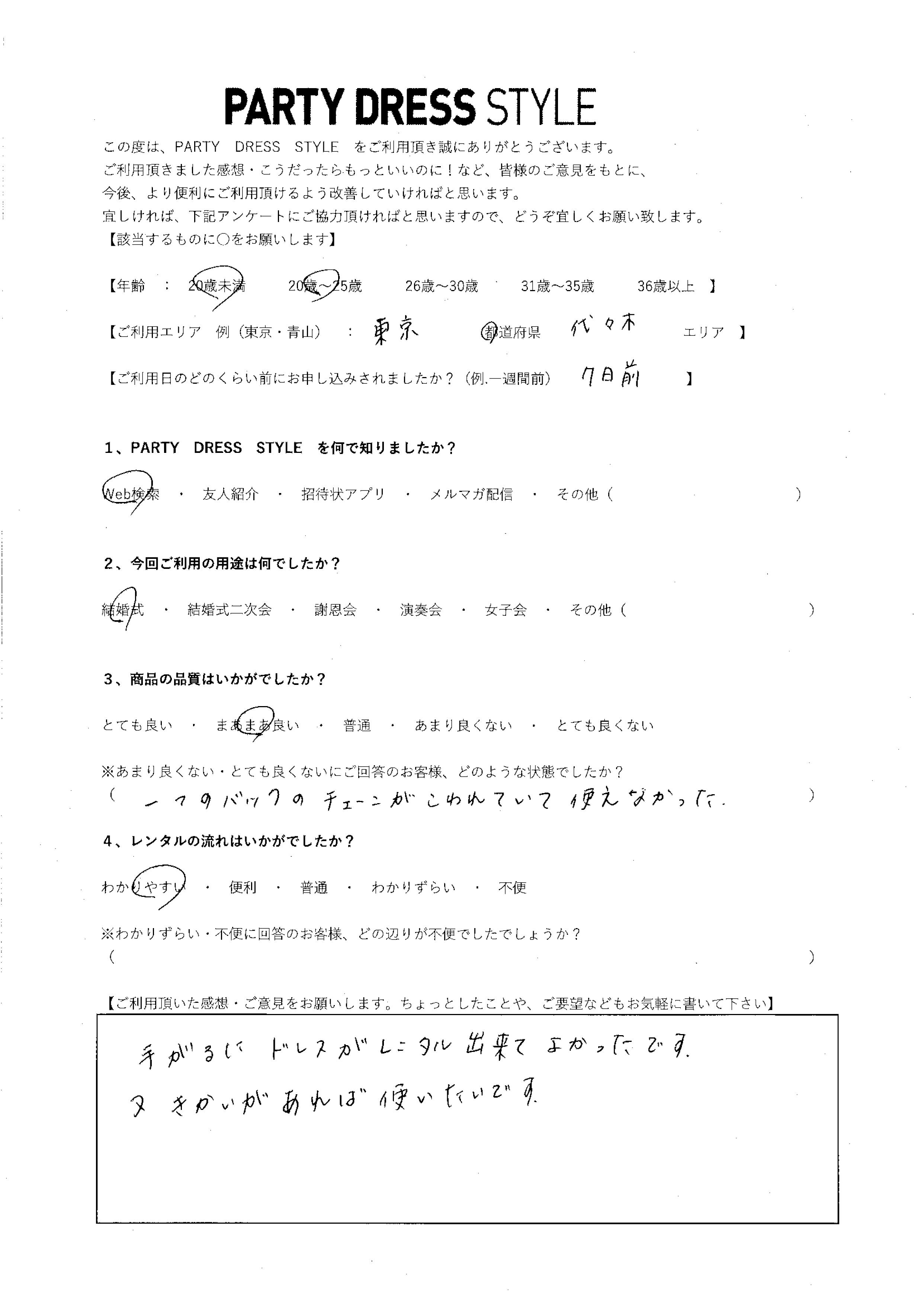 9月25日 結婚式ご利用　東京・代々木エリア