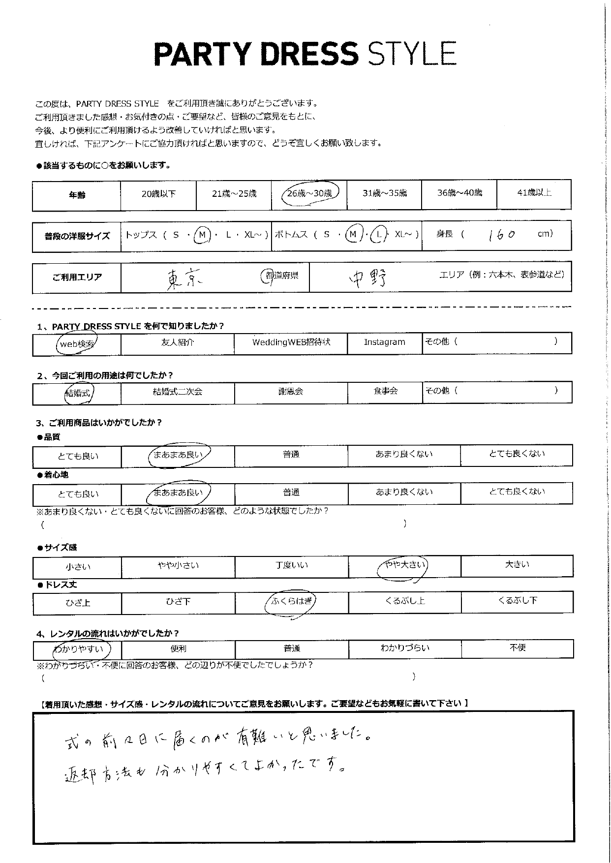 11/27結婚式ご利用　東京・中野エリア