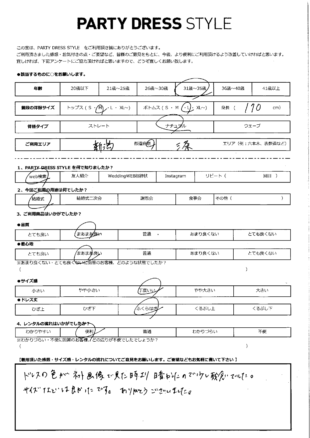 8月31日　結婚式ご利用　新潟・三条エリア