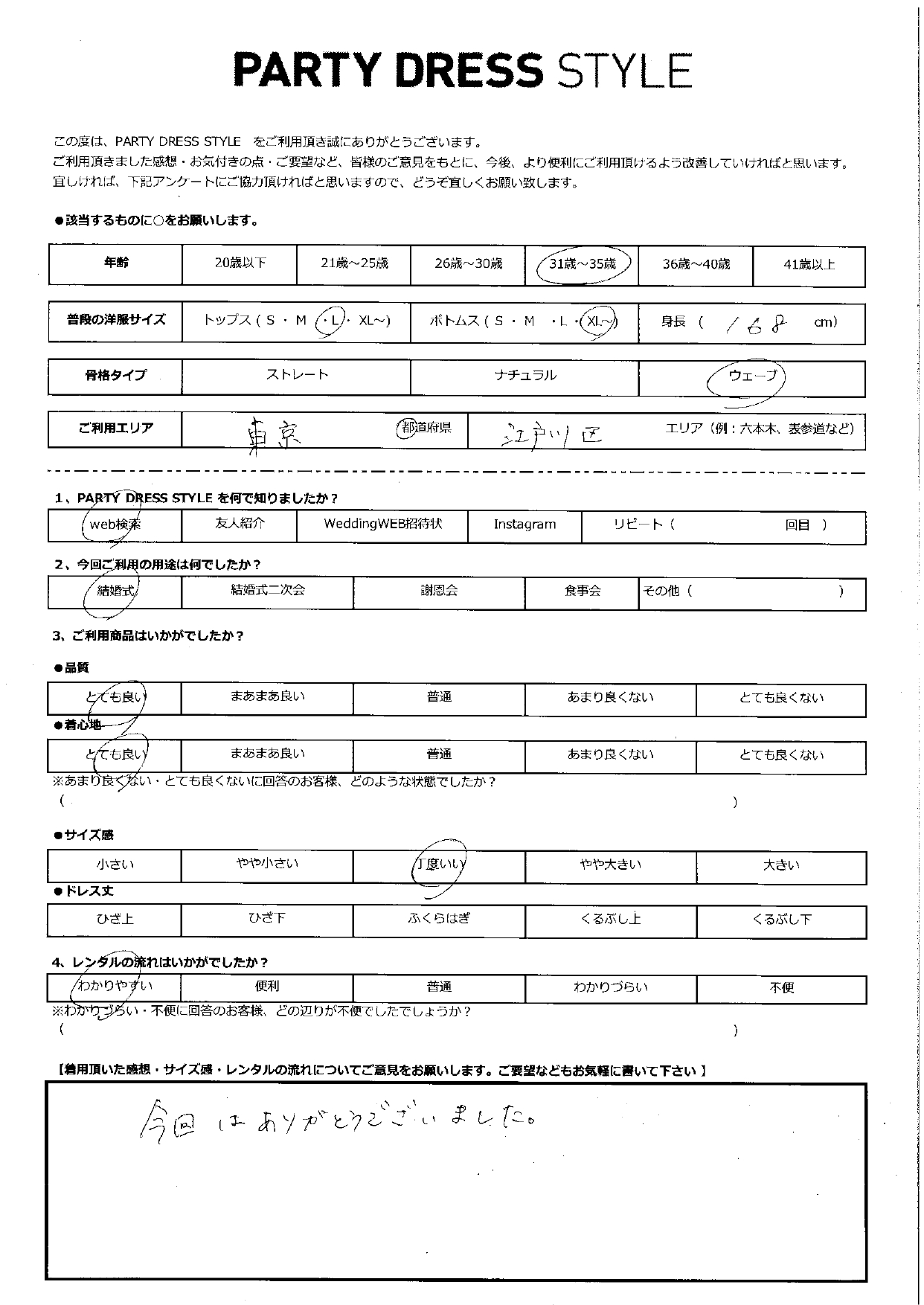 12月15日　結婚式ご利用　東京・江戸川エリア