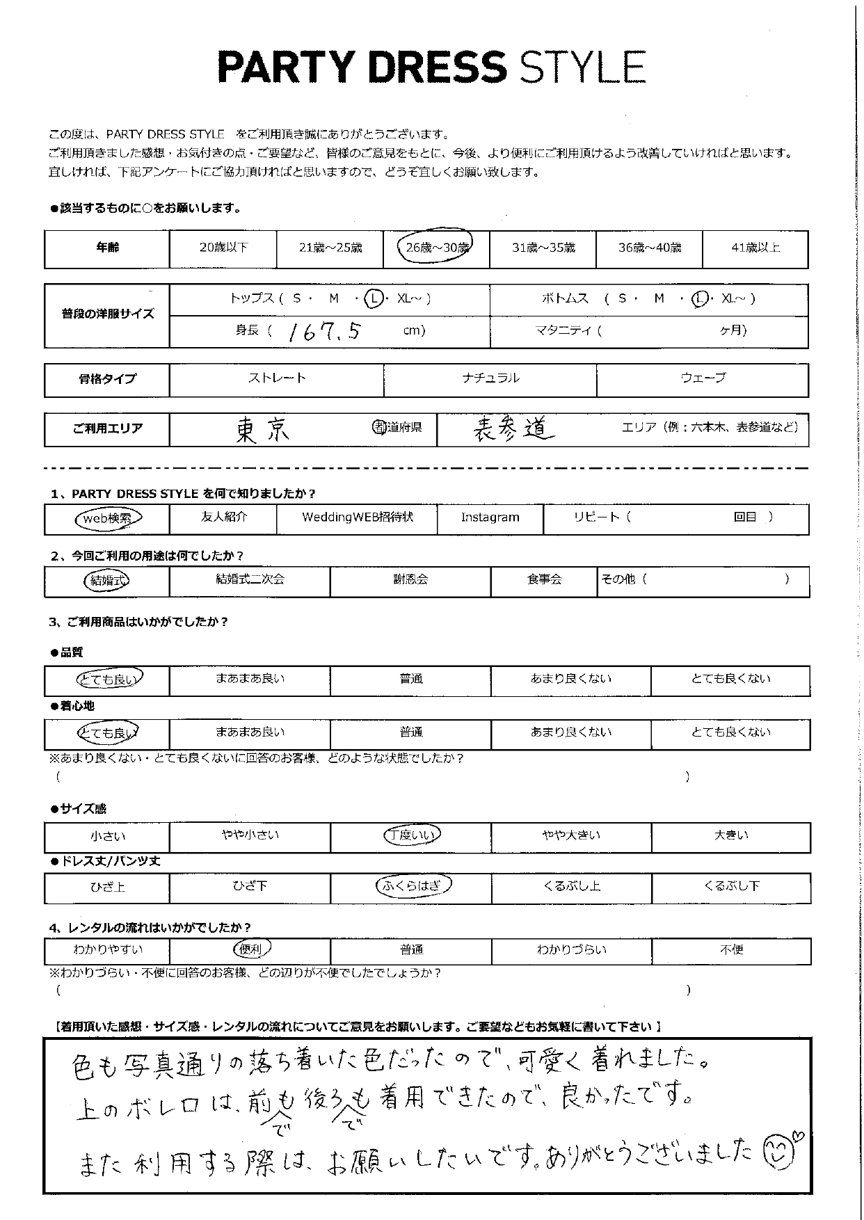 2月15日　結婚式ご利用　東京・表参道エリア