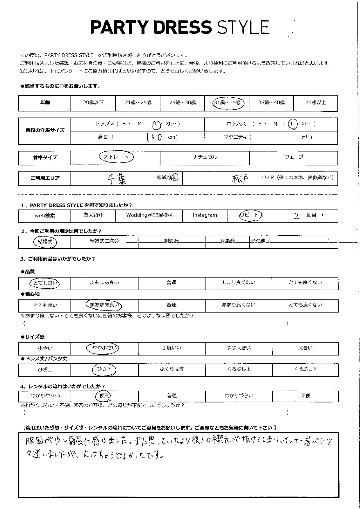 2月15日　結婚式ご利用　千葉・松戸エリア