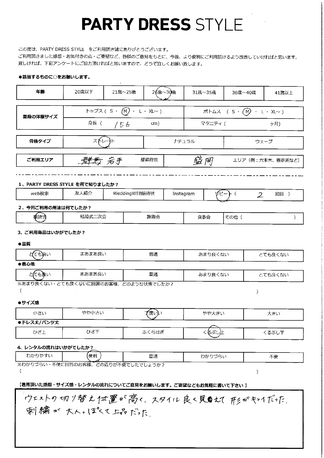 4月19日　結婚式ご利用　岩手県盛岡エリア