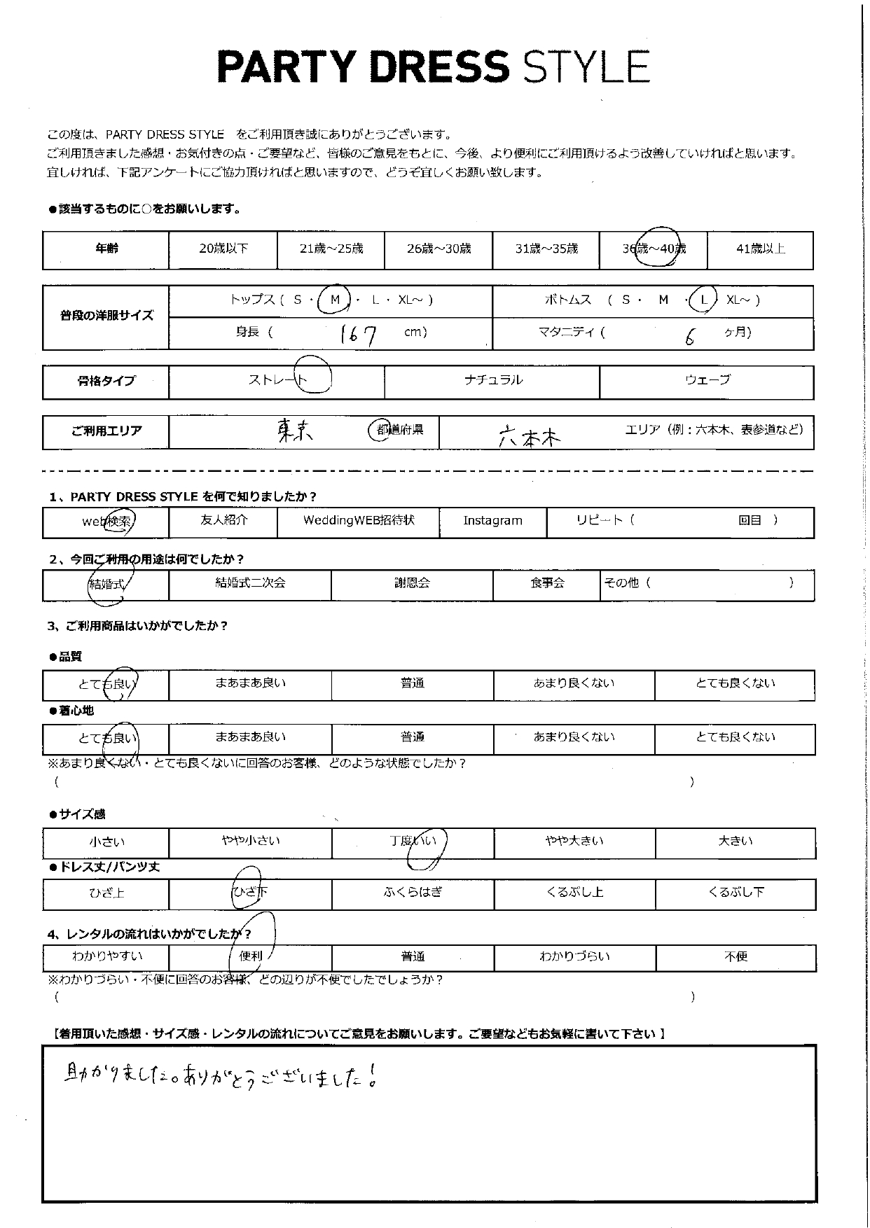 4月19日　結婚式ご利用　東京・六本木エリア