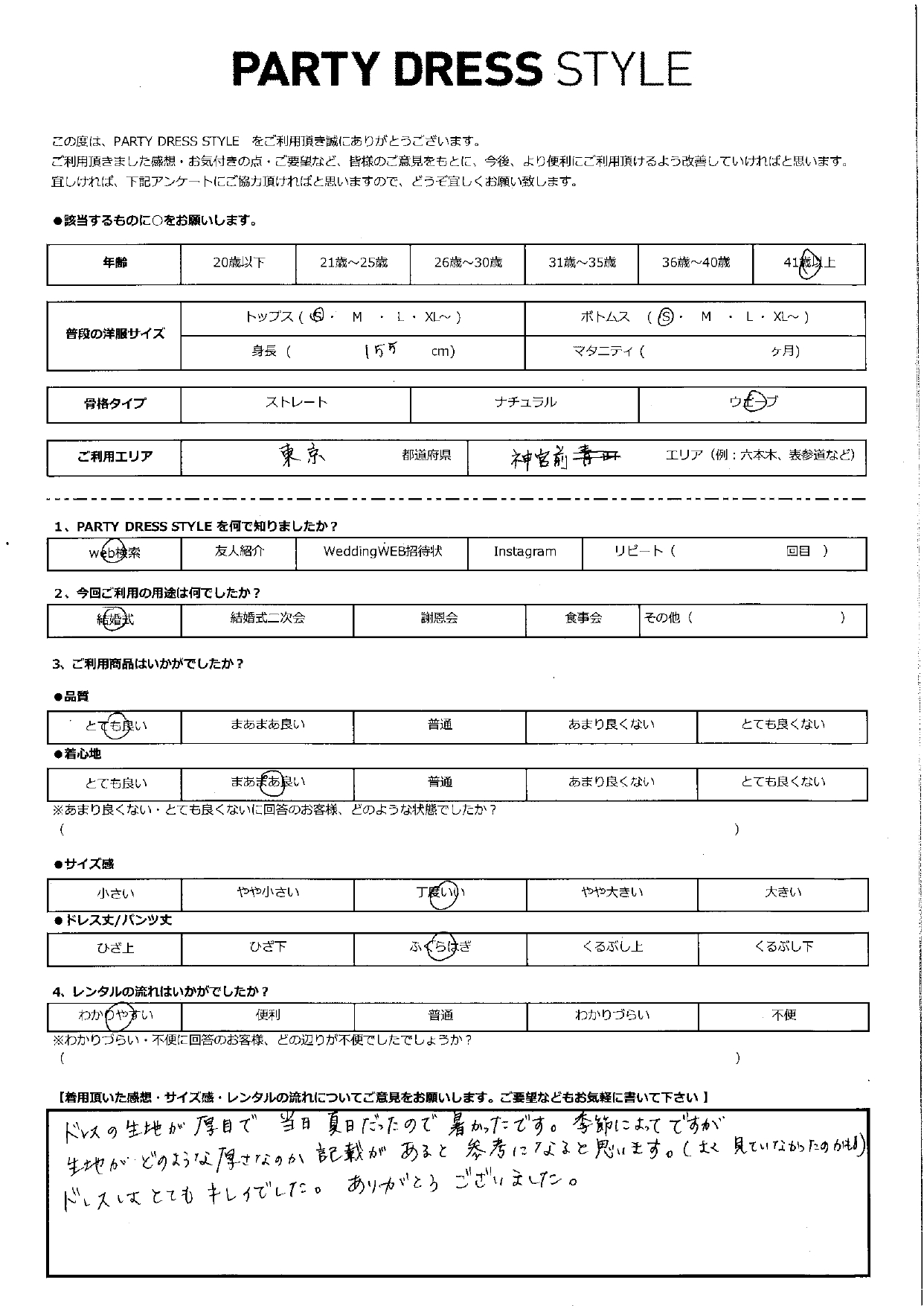 4月19日　結婚式ご利用　東京神宮前エリア