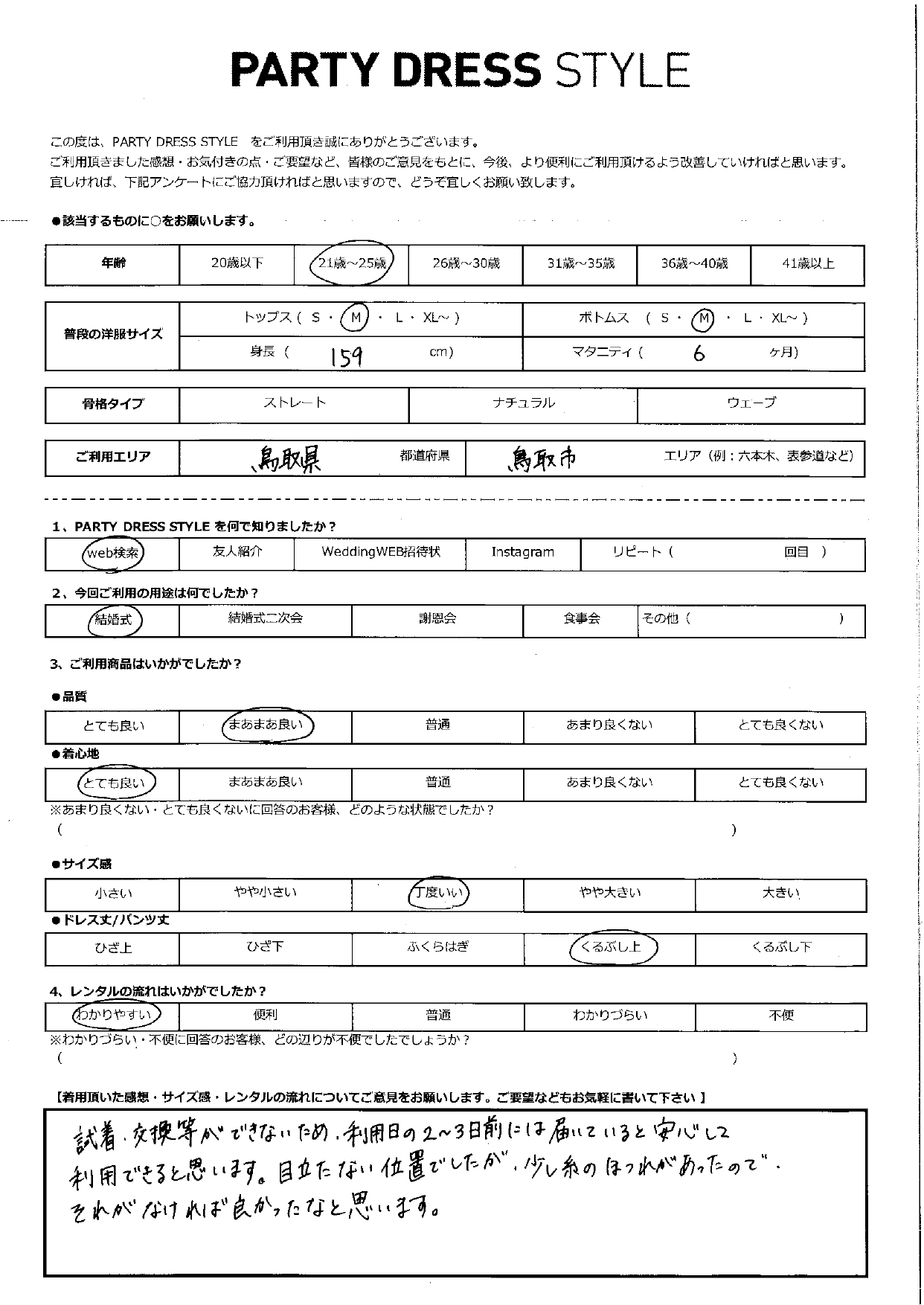 4月20日　結婚式ご利用　鳥取エリア