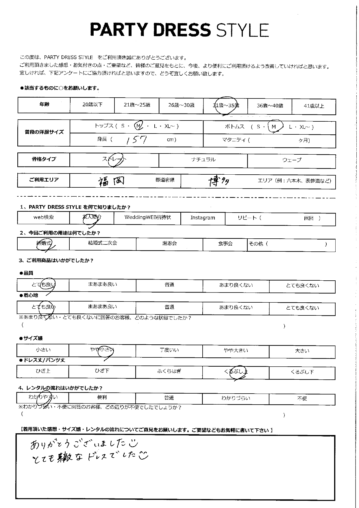 4月25日　結婚式ご利用　福岡博多エリア