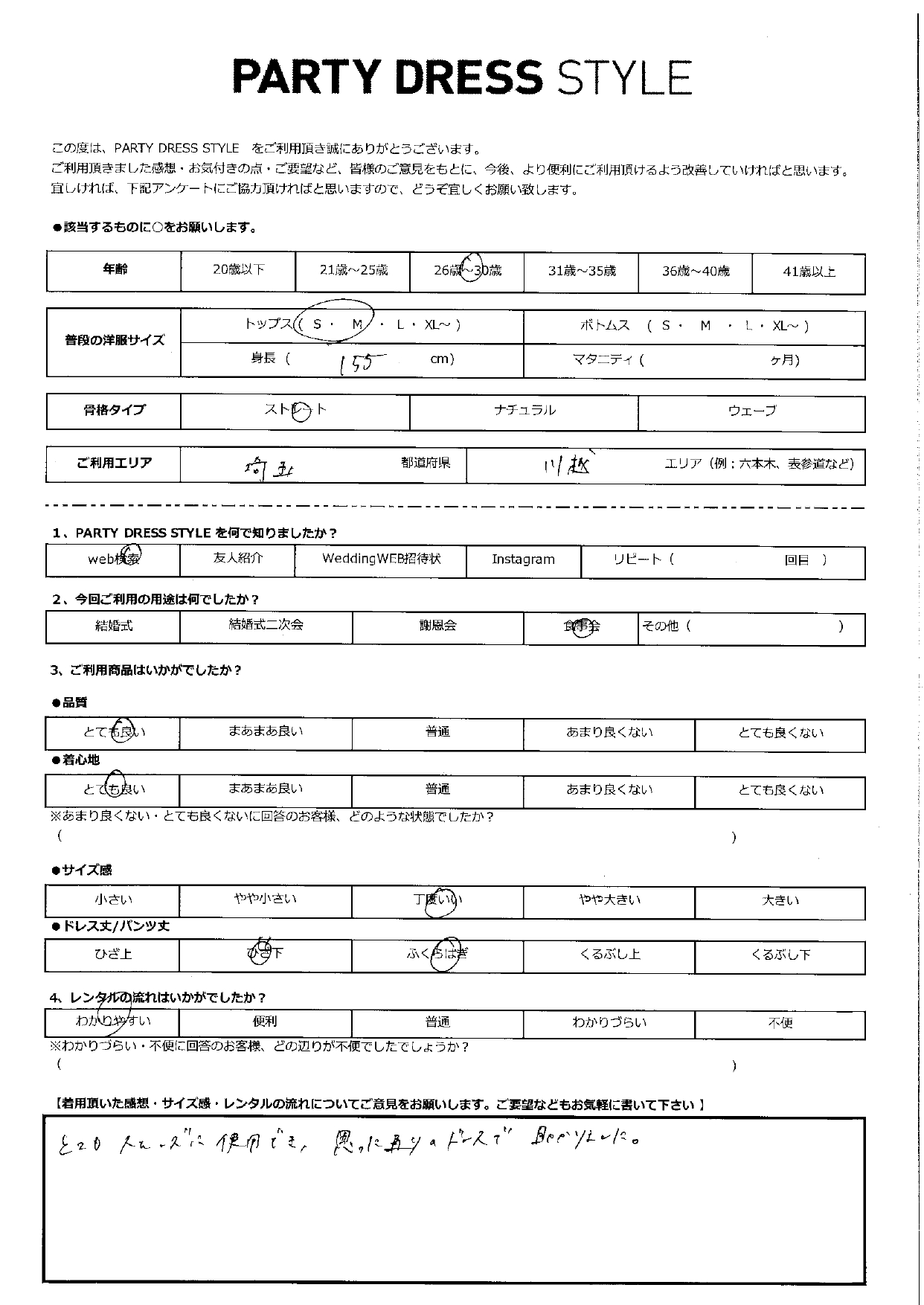 4月25日　食事会ご利用　埼玉川越エリア