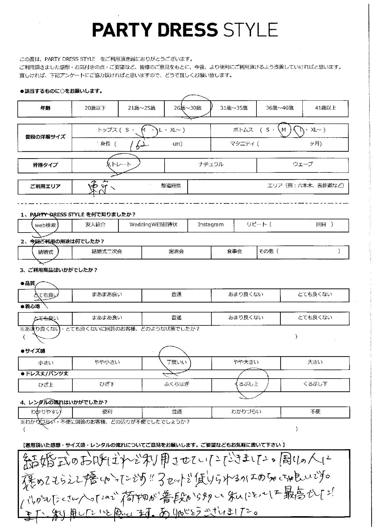 5月3日　結婚式ご利用　東京エリア