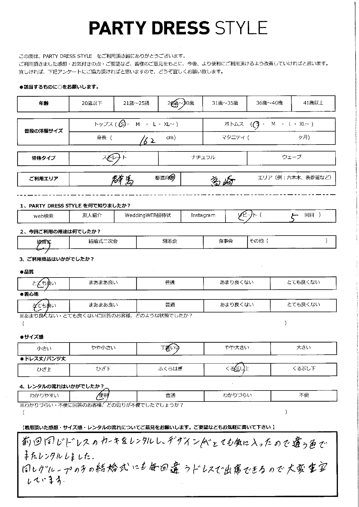 5月4日　結婚式ご利用　群馬　高﨑エリア