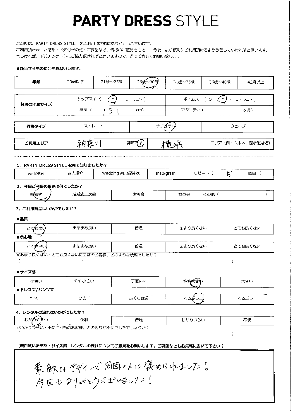 5月17日　結婚式ご利用　神奈川　横浜エリア