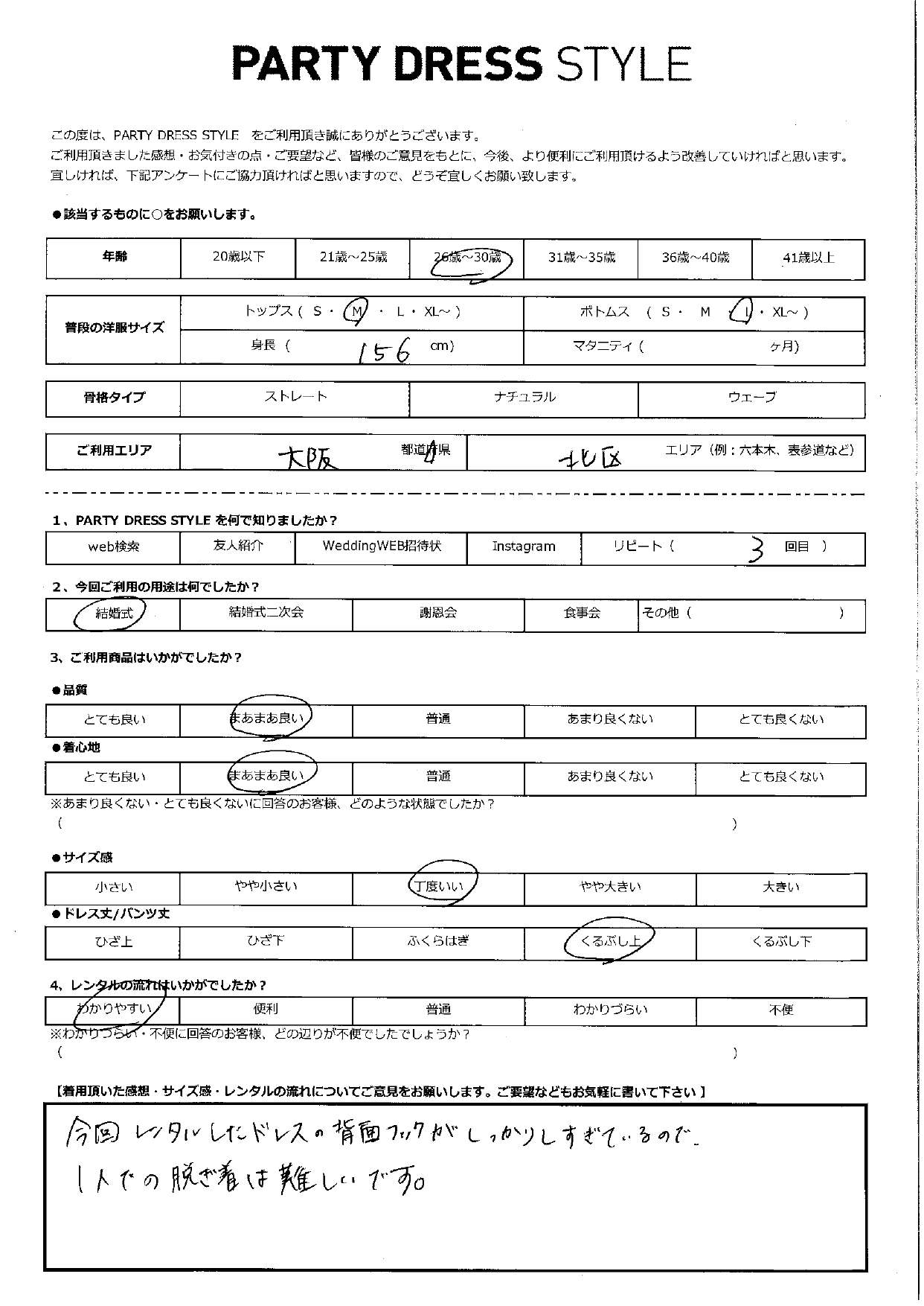 5月17日　結婚式ご利用　大阪　北区エリア