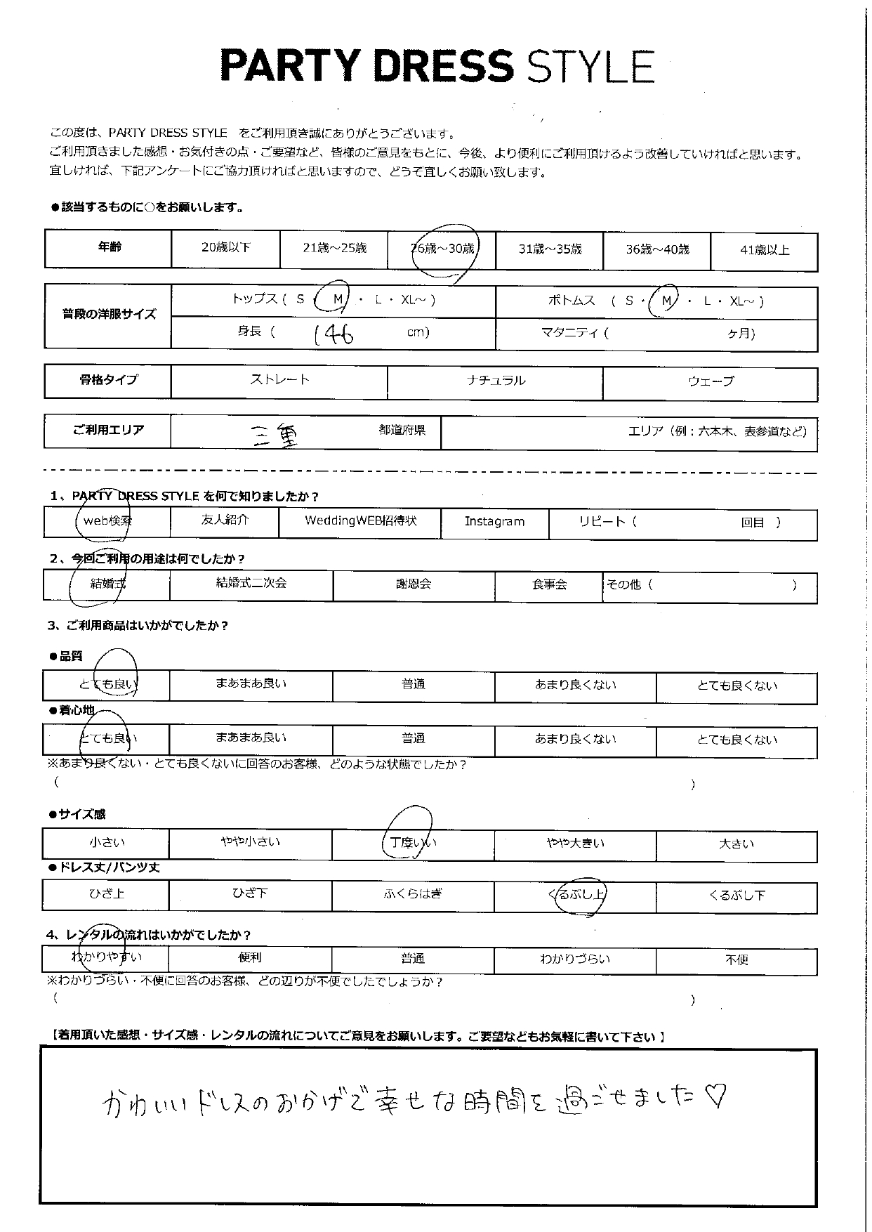 5月17日　結婚式ご利用　三重エリア