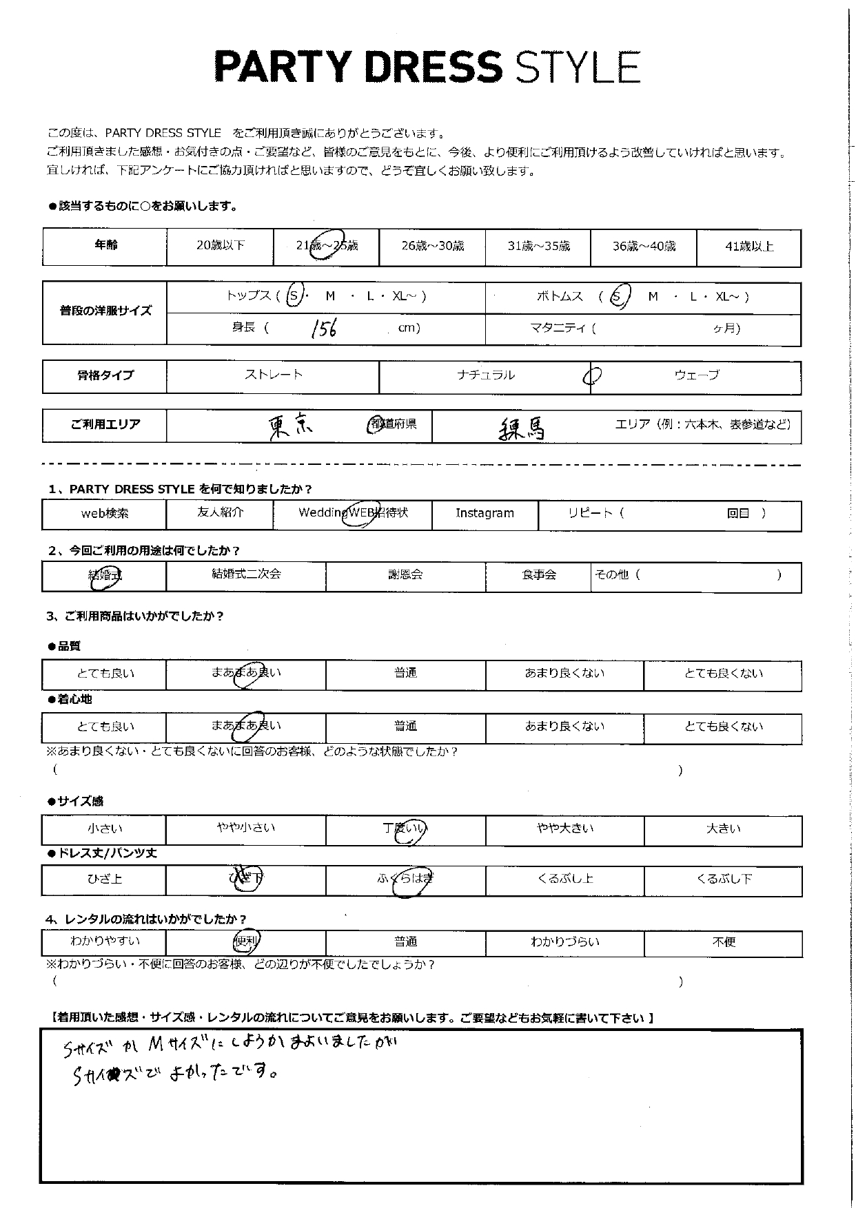 5月24日　結婚式ご利用　東京　練馬エリア