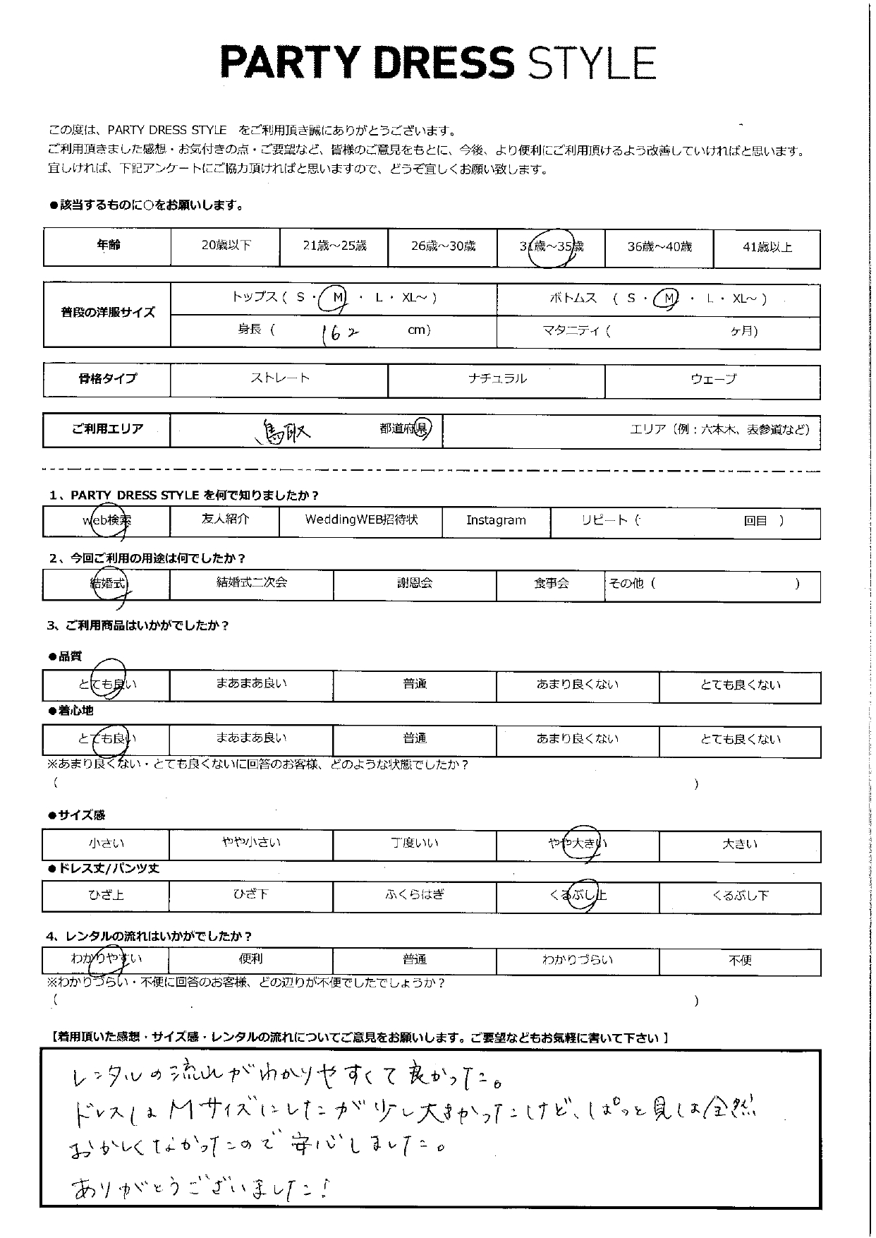 5月31日　結婚式ご利用　鳥取エリア