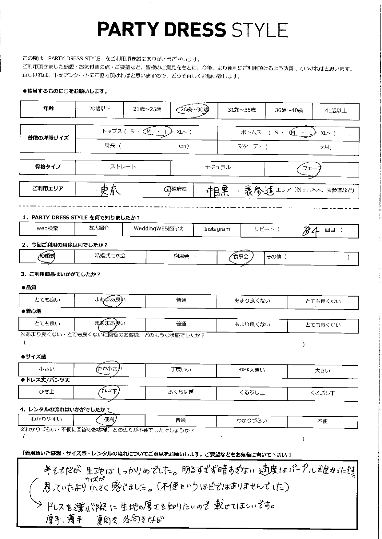 6月7日　結婚式　食事会ご利用　東京　中目黒　表参道エリア