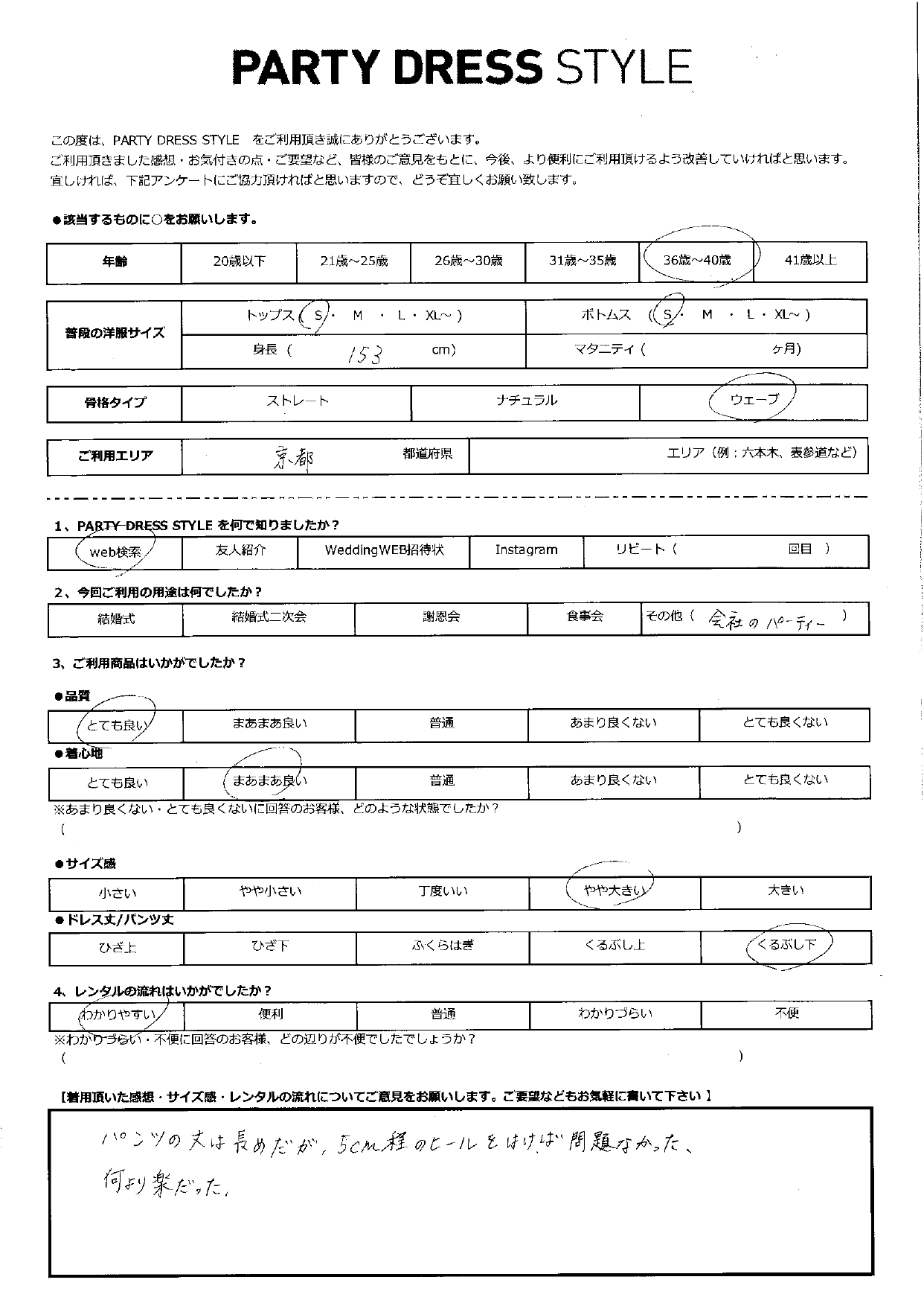 9月13日　会社のパーティーご利用　京都エリア｜CR3-414NA-M（ドレス単品）