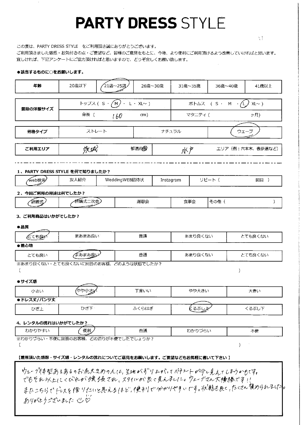 1月31日　結婚式・結婚式二次会ご利用　茨城県・水戸エリア｜AB1-426BL-M（ドレス単品）