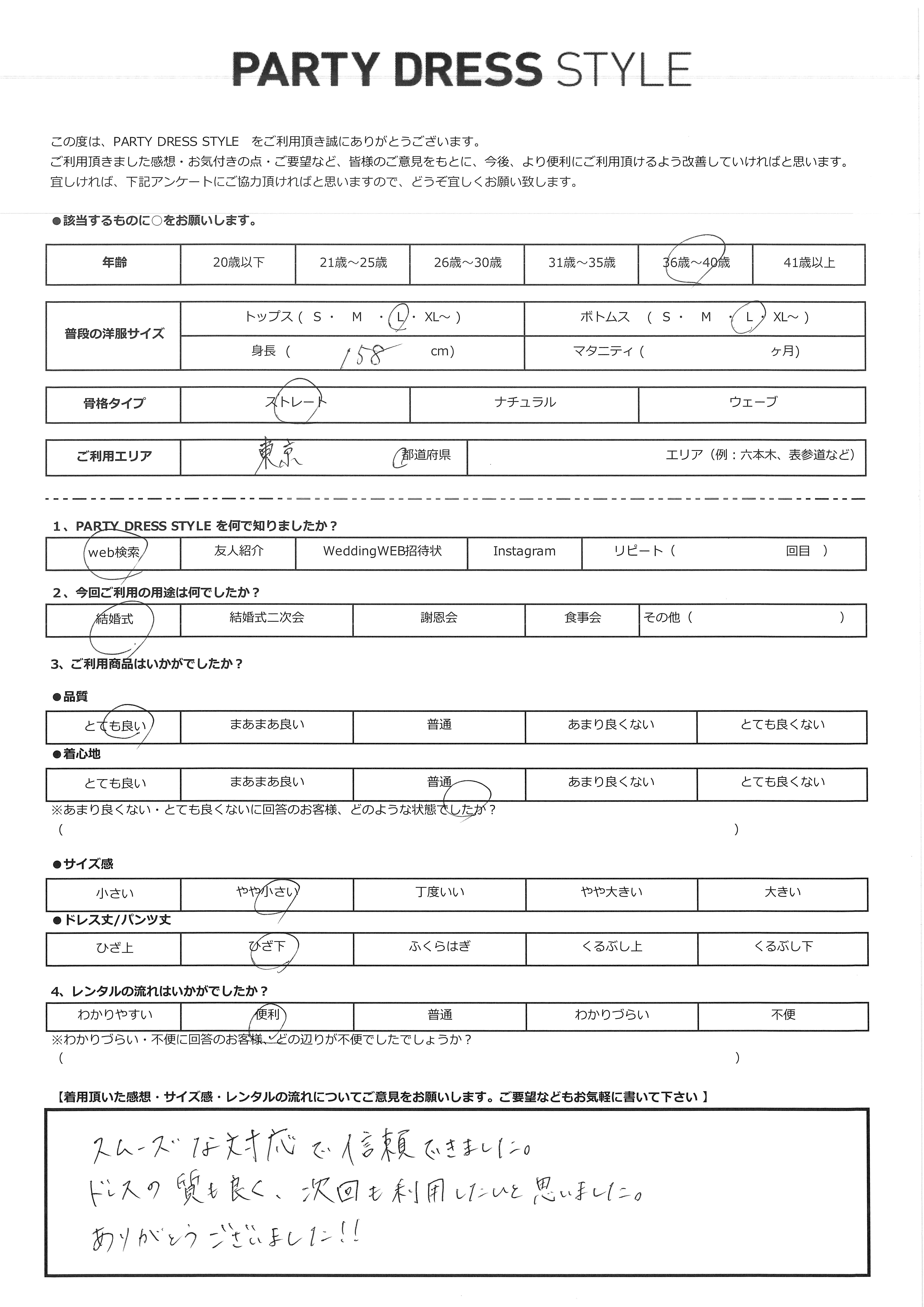 5月16日 結婚式ご利用 東京都|CL1-439GR-L(ドレス単品)