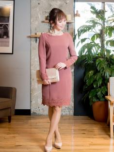 裾レースタイトドレス(ピンク)K1-285PI-M