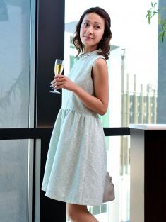 デコルテビジュー×フレアスカート(グリーン)EL2-154GR-M