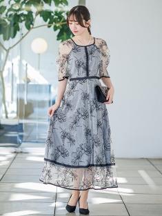 ドローイングフラワードレス(ブルーグレー)CL1-470GRY-L