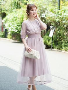 チュールロングワンピース(ピンク)CR1-319PI-M