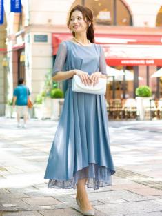 フィッシュテールレースドレス(ブルーグレー)H1-401BU-S