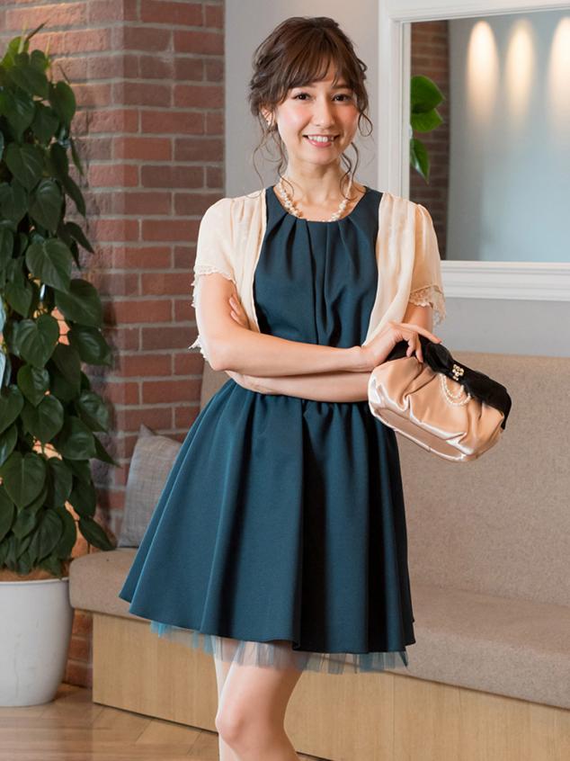 チュール付きワンピース(グリーン)K1-197GR-S