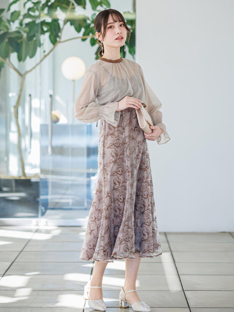 ショートボレロフラワー刺繍ドレス(ブラウン)AB1-469BR-M 4