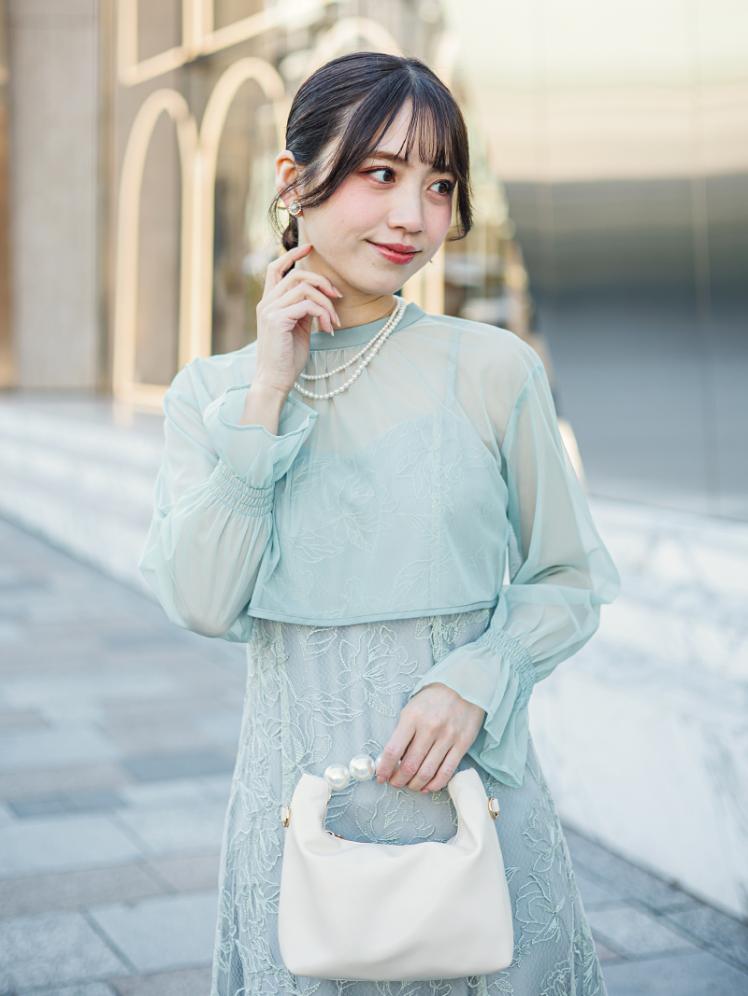 ショートボレロフラワー刺繍ドレス(ミント)AB1-469MT-L 5