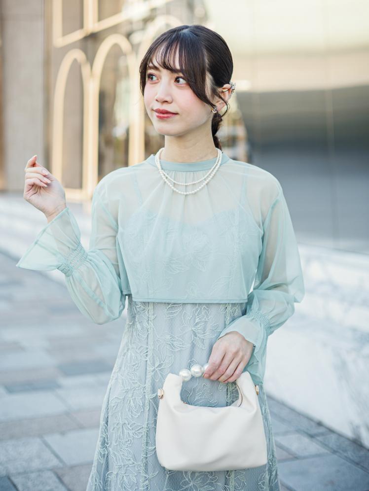 ショートボレロフラワー刺繍ドレス(ミント)AB1-469MT-L 11