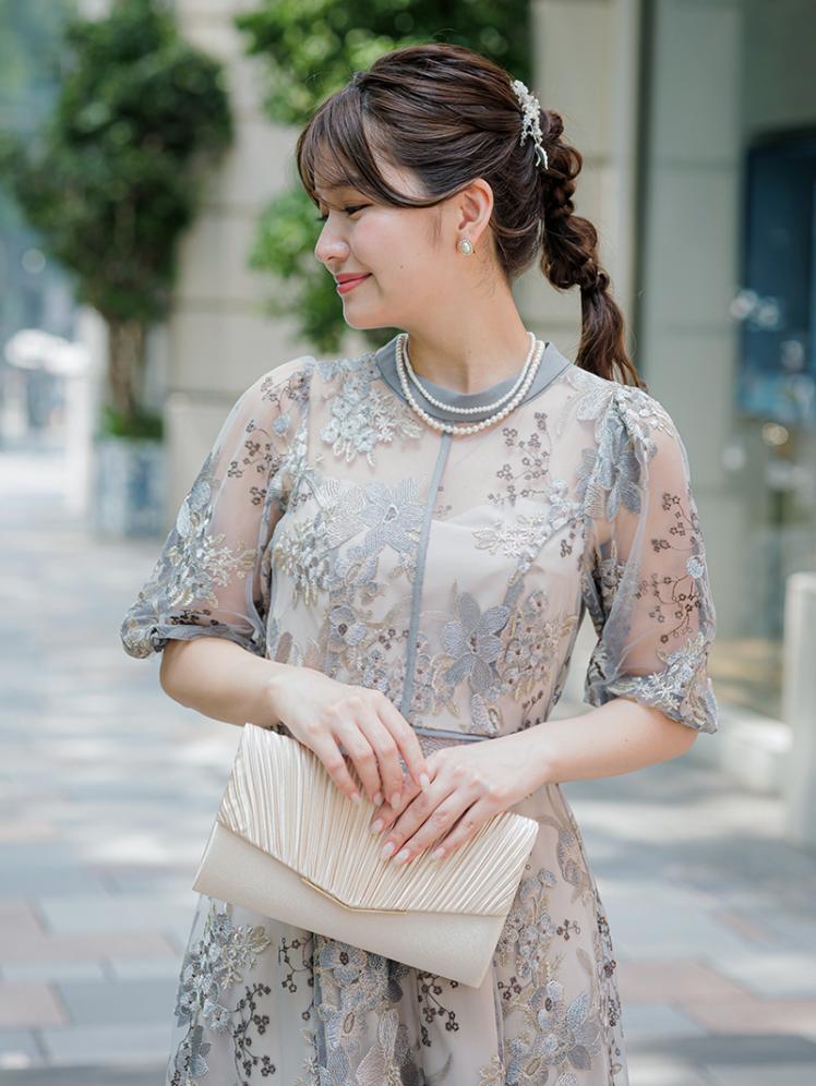 フラワー刺繍ドレス(ブルー)CL1-439BU-L 11