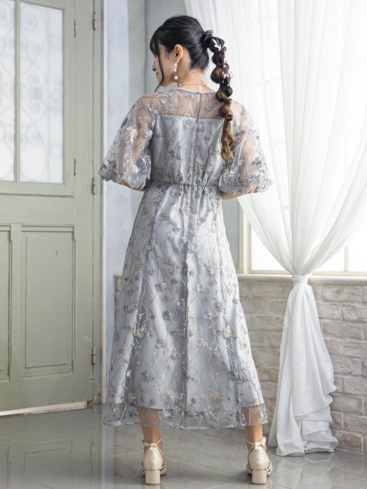 フローラル刺繍シアードレス(グレー)CR1-475GRY-M 7
