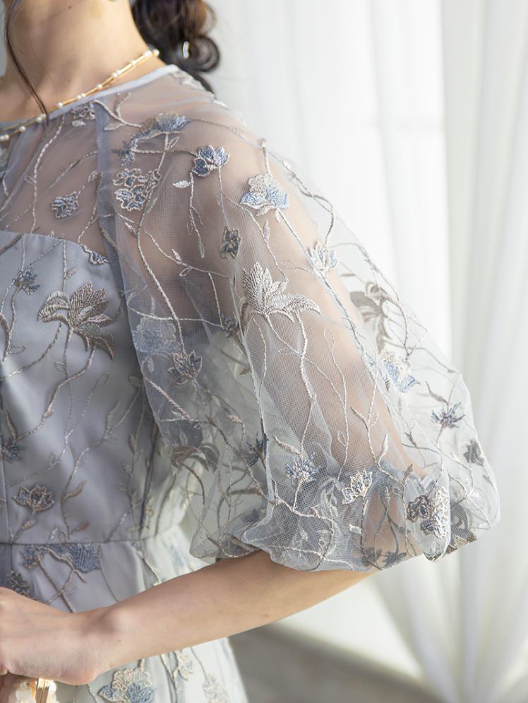 フローラル刺繍シアードレス(グレー)CR1-475GRY-M 11