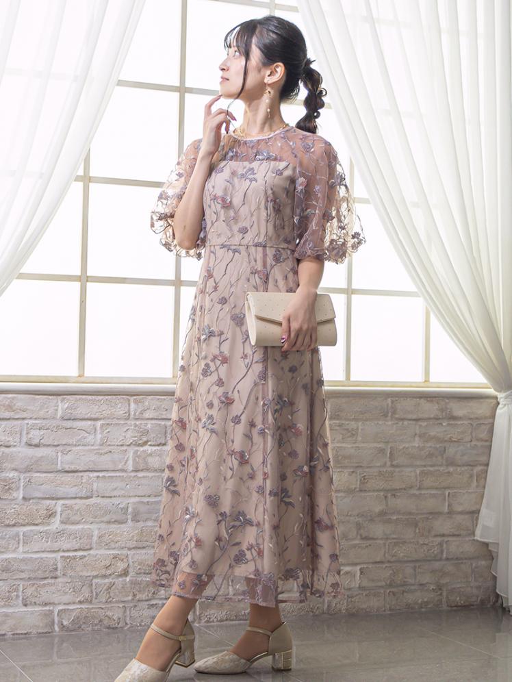 フローラル刺繍シアードレス(ピンク)CR1-475PI-M 6