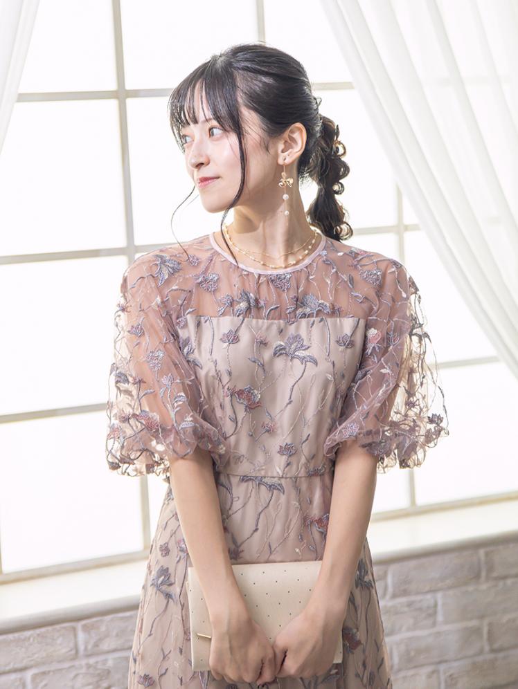 フローラル刺繍シアードレス(ピンク)CR1-475PI-M 10