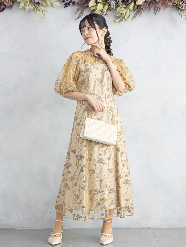 フローラル刺繍シアードレス(イエロー)CR1-475YE-M 3