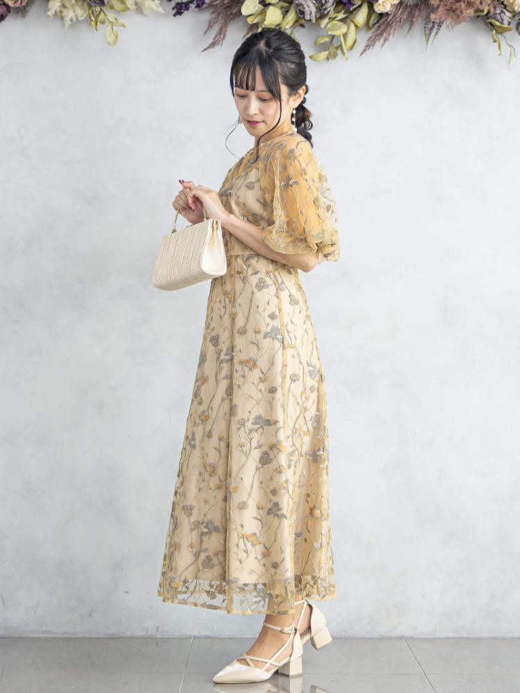 フローラル刺繍シアードレス(イエロー)CR1-475YE-M 6