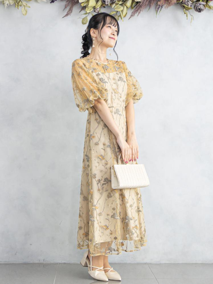 フローラル刺繍シアードレス(イエロー)CR1-475YE-M 10