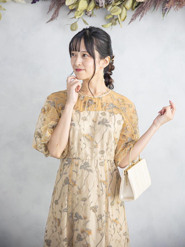 フローラル刺繍シアードレス(イエロー)CR1-475YE-M 11