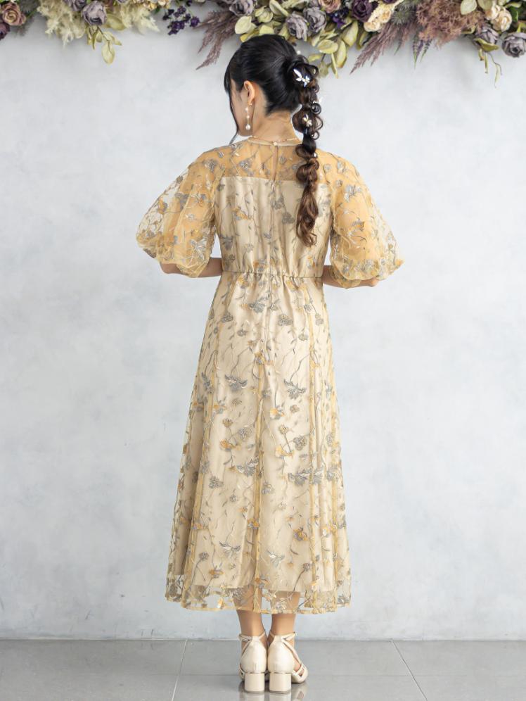 フローラル刺繍シアードレス(イエロー)CR1-475YE-M 7