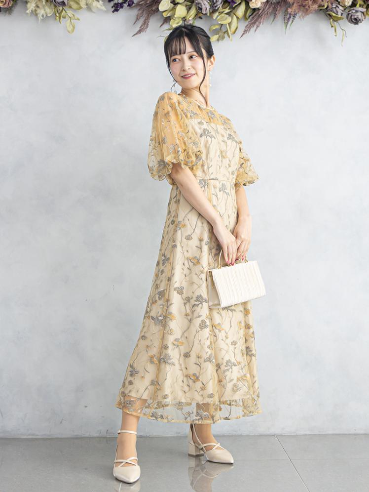 フローラル刺繍シアードレス(イエロー)CR1-475YE-M 9