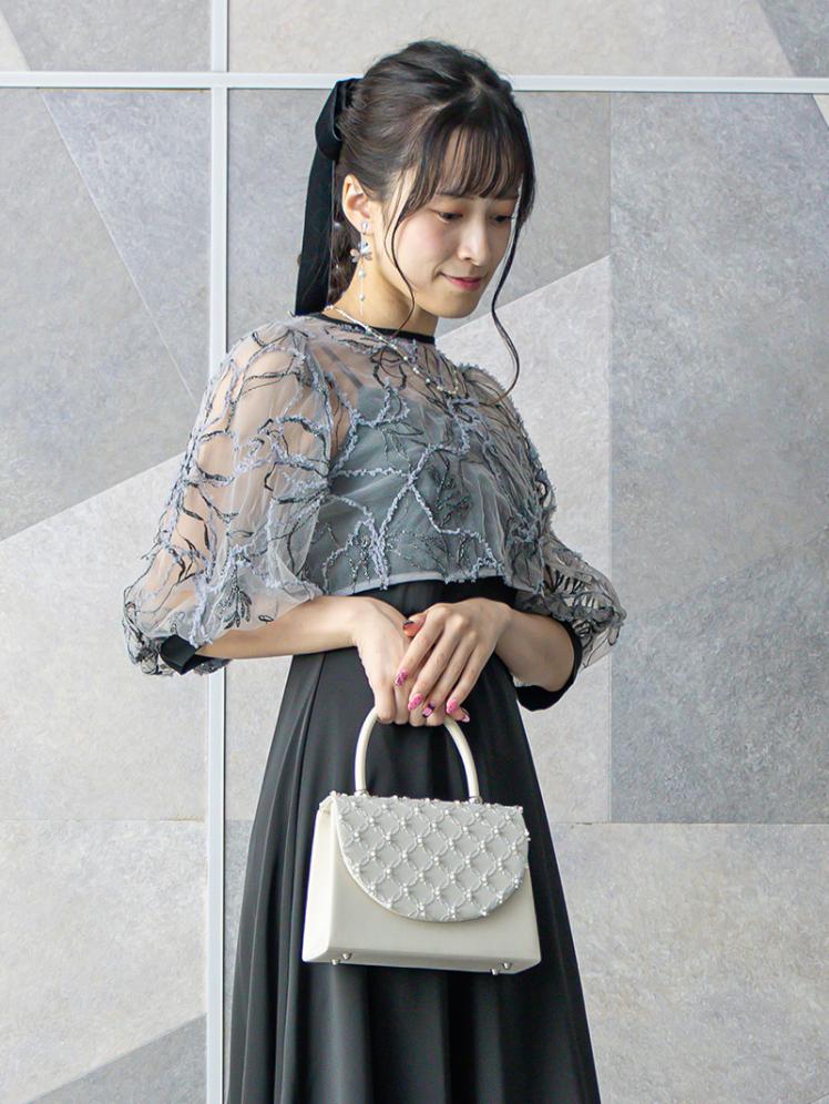 刺繍レースボレロセットドレス(ブラック)H1-476BL-M 9
