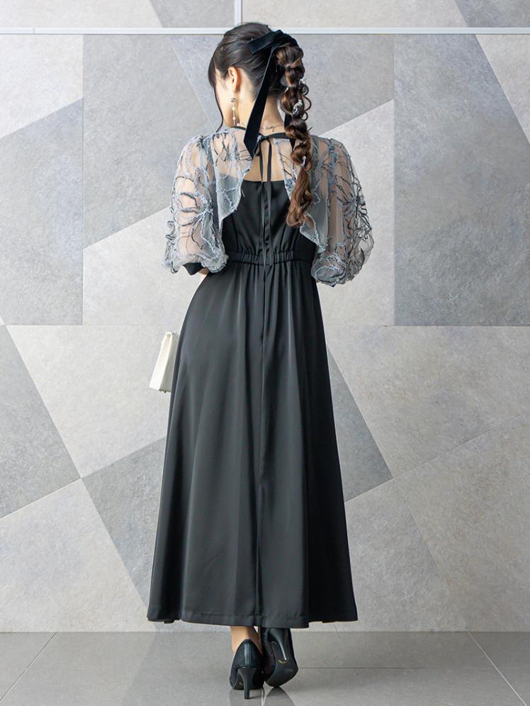 刺繍レースボレロセットドレス(ブラック)H1-476BL-M 4
