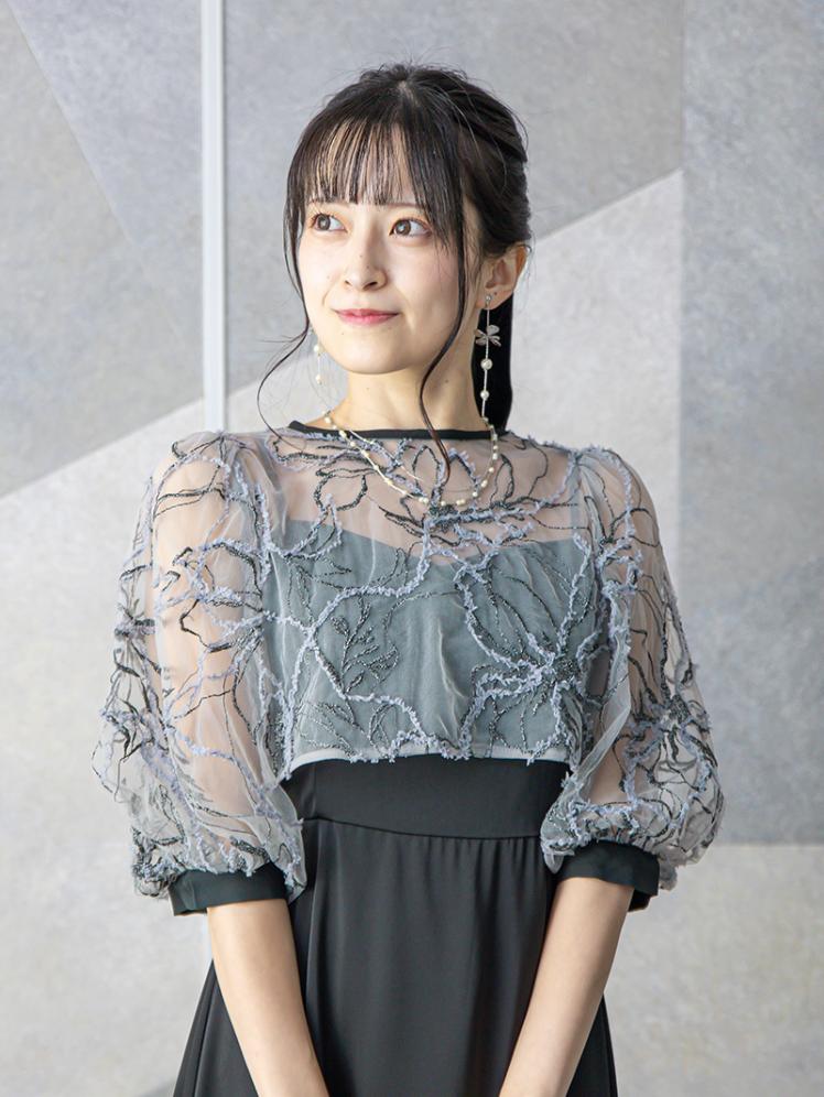 刺繍レースボレロセットドレス(ブラック)H1-476BL-M 7