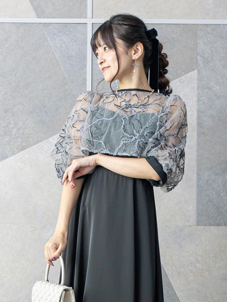 刺繍レースボレロセットドレス(ブラック)H1-476BL-S 8