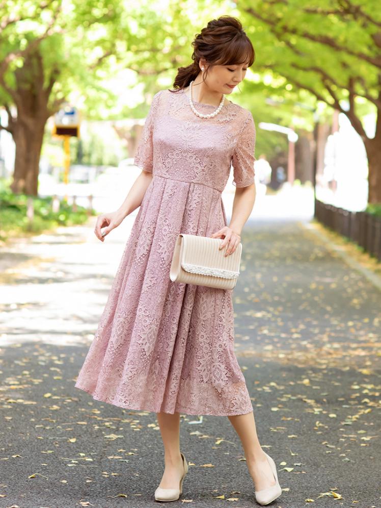 ヴィンテージ　レース　80’s Pink Lace Dress ドレス　ピンク