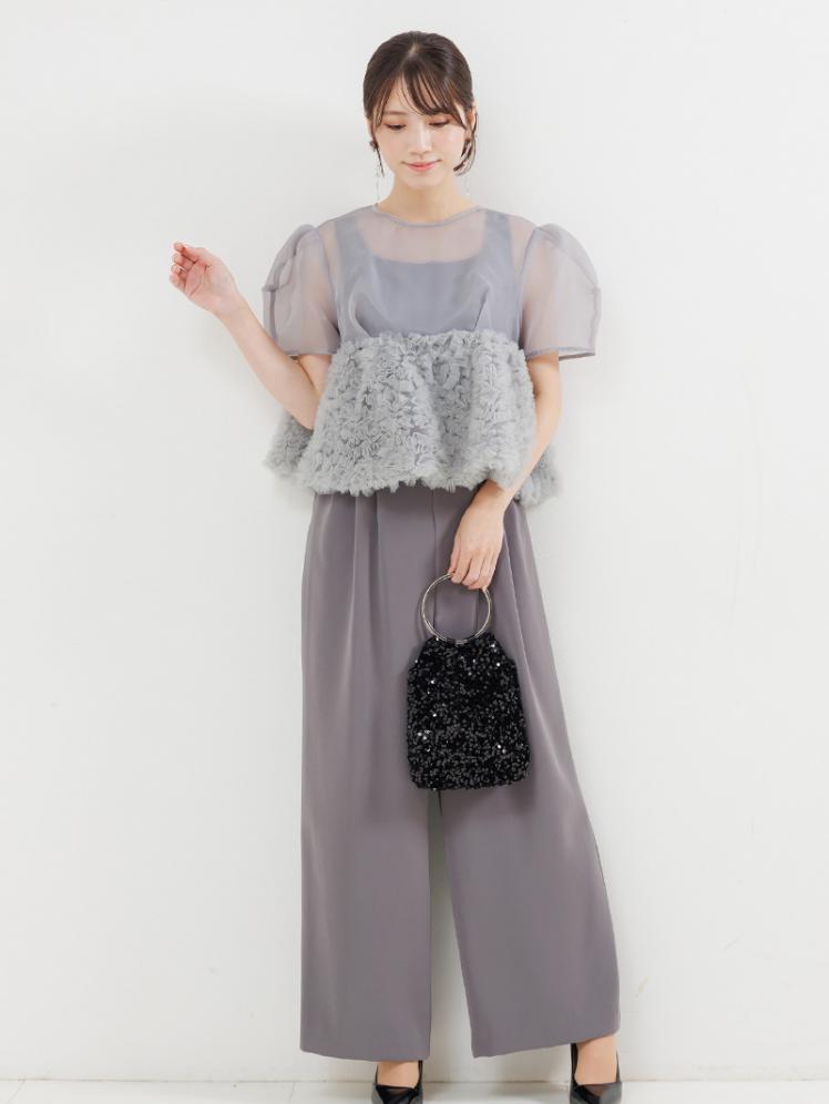 スウェルペプラムセットアップパンツドレス(グレー)AB3-479GRY-M 3