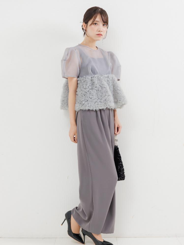 スウェルペプラムセットアップパンツドレス(グレー)AB3-479GRY-M 4